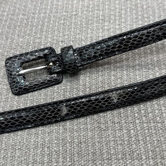 Vintage Ann Taylor classic preppy Black snake skin leather belt - Picture 5 of 6